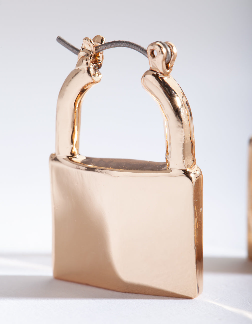 Gold Mini Lock Earrings