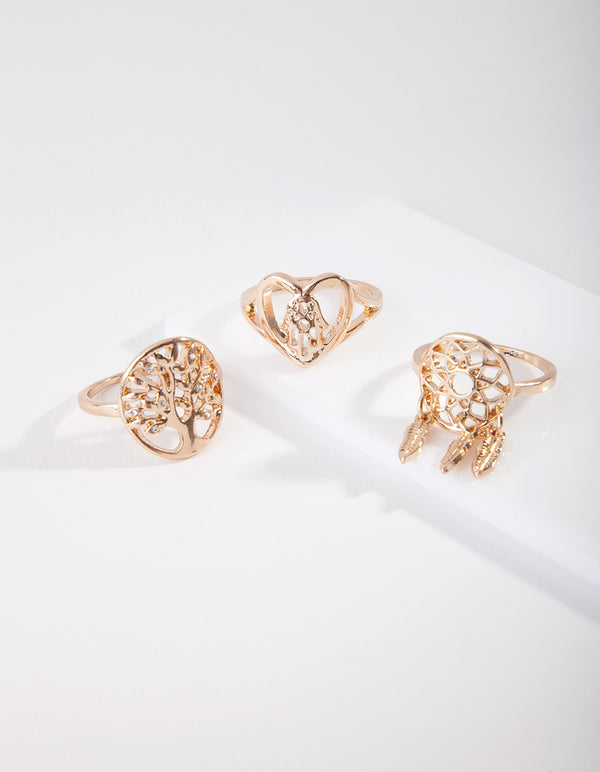 Bohemian Gold Cut-Out Ring Pack