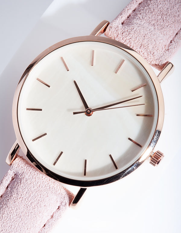 Rose Gold Pearl Leather Watch