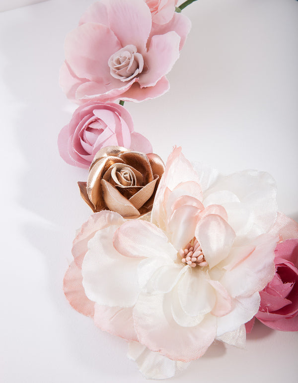 Kids Fabric Flower Metallic Crown