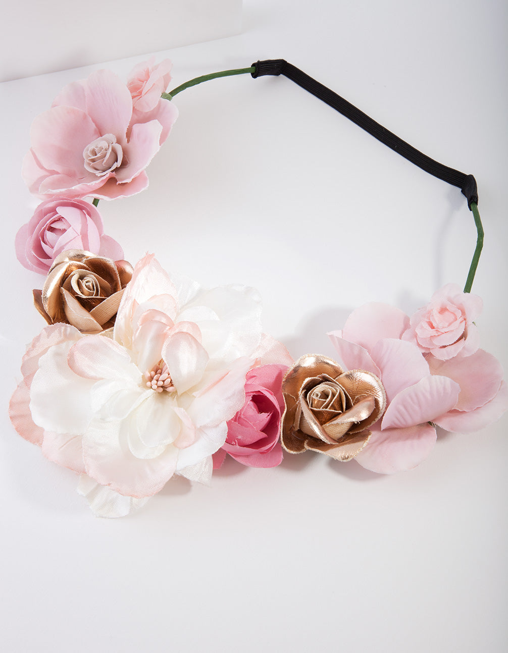 Kids Fabric Flower Metallic Crown