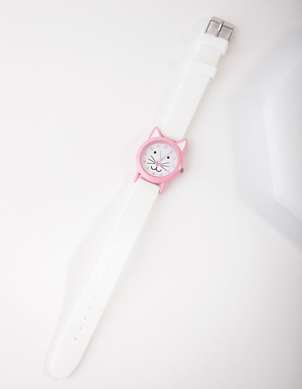 Kids Pink Cat Face Watch