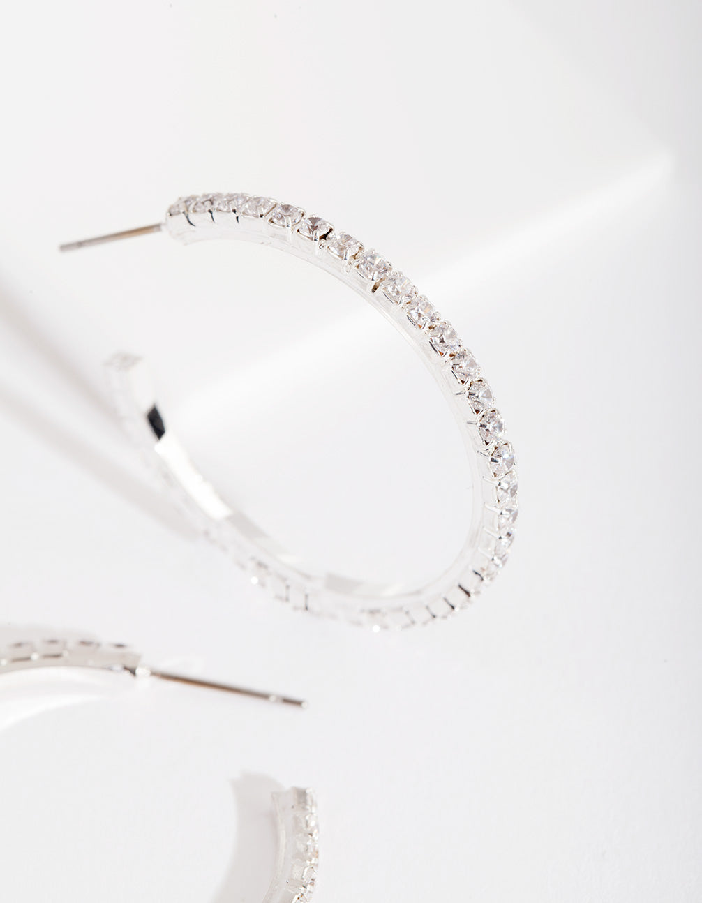 Silver Cubic Zirconia 3mm Hoop Earrings