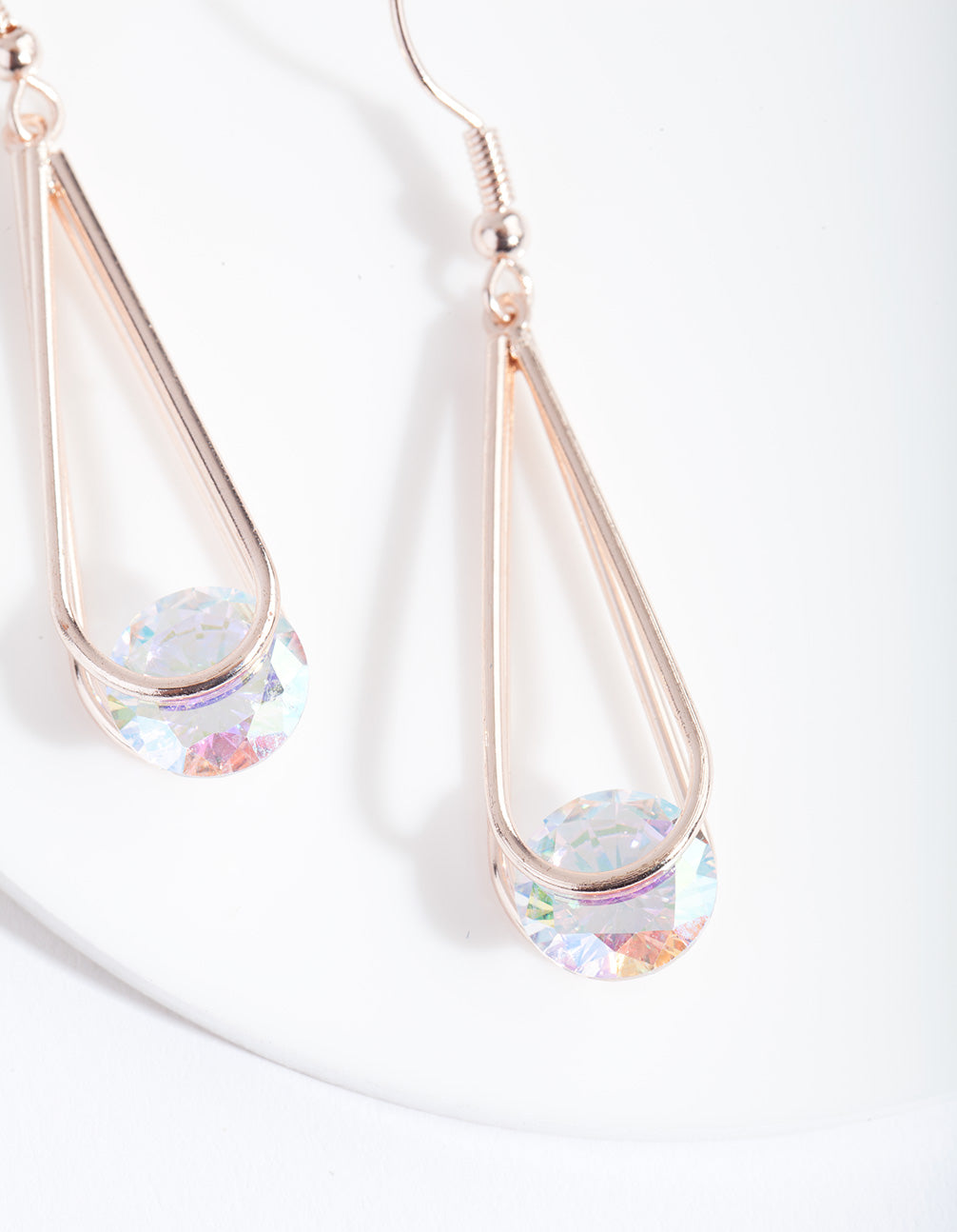 Rose Gold Cubic Zirconia Teardrop Earrings