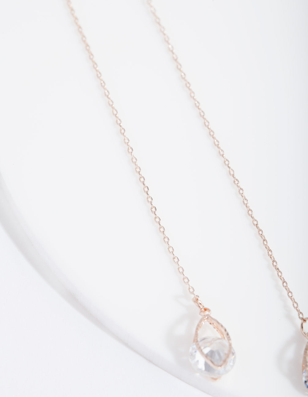 Rose Gold Cubic Zirconia Caged Teardrop Earrings