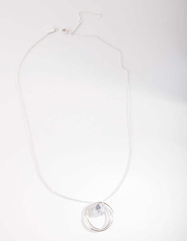 Silver Cubic Zirconia Circle Necklace