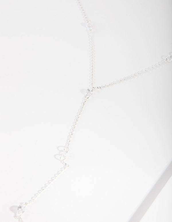 Silver Cubic Zirconia Rope Y Necklace