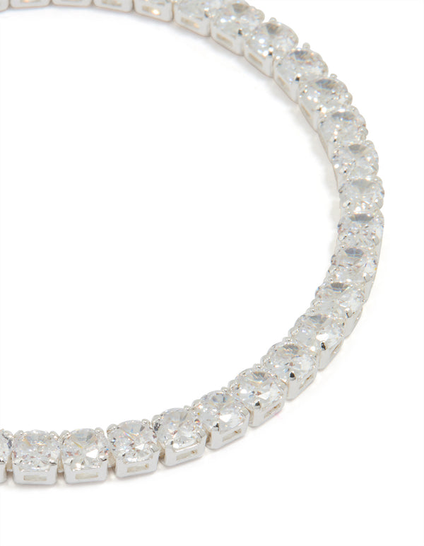 Silver Cubic Zirconia Baguette Tennis Bracelet