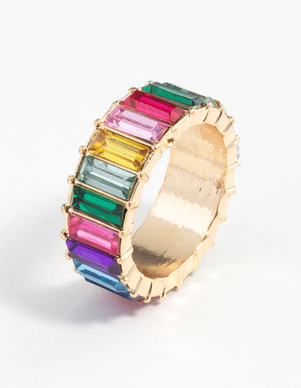 Gold Rainbow Gem Ring