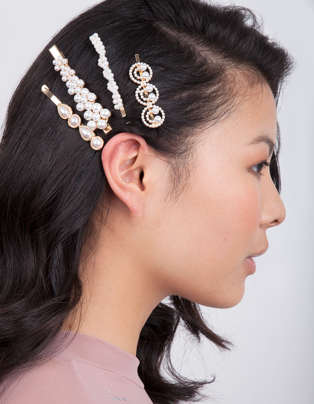 Gold Smile Pearl Hair Clip 4-Pack