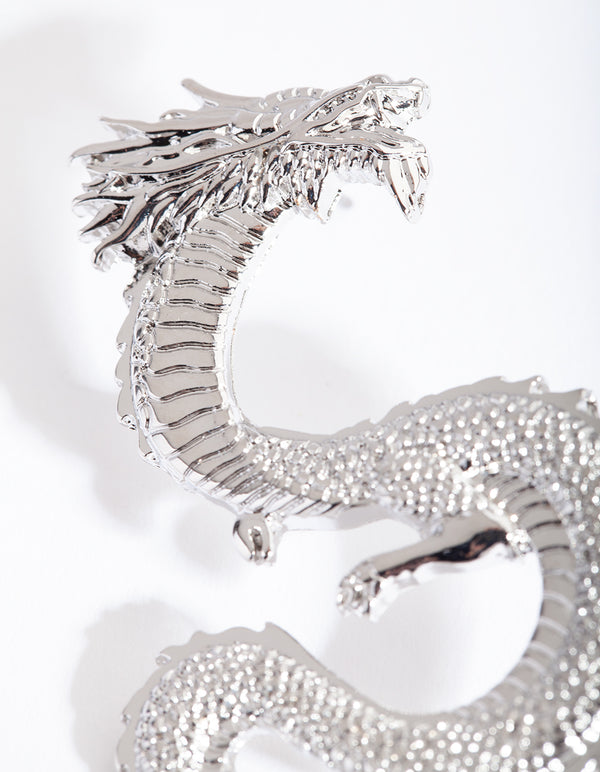 Silver Statement Dragon Earrings