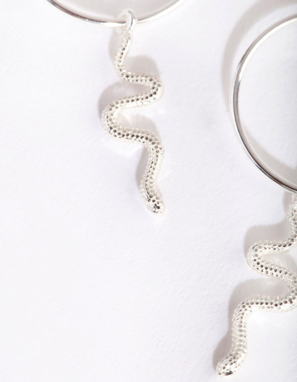 Sterling Silver Snake Hoop Earrings