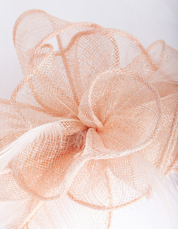 Blush Flower Feather Hair Comb