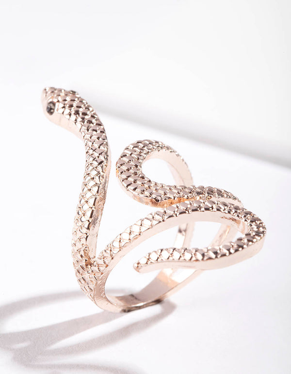 Rose Gold Etched Snake Swirl Ring
