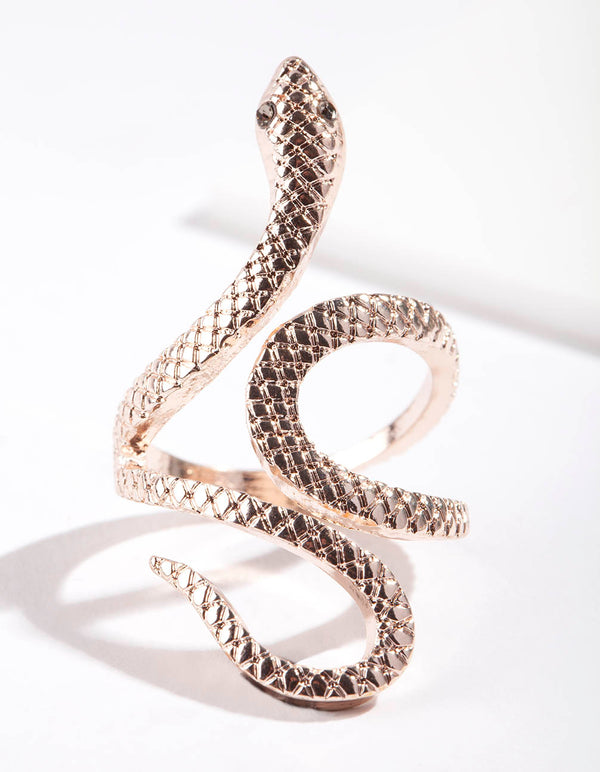 Rose Gold Etched Snake Swirl Ring