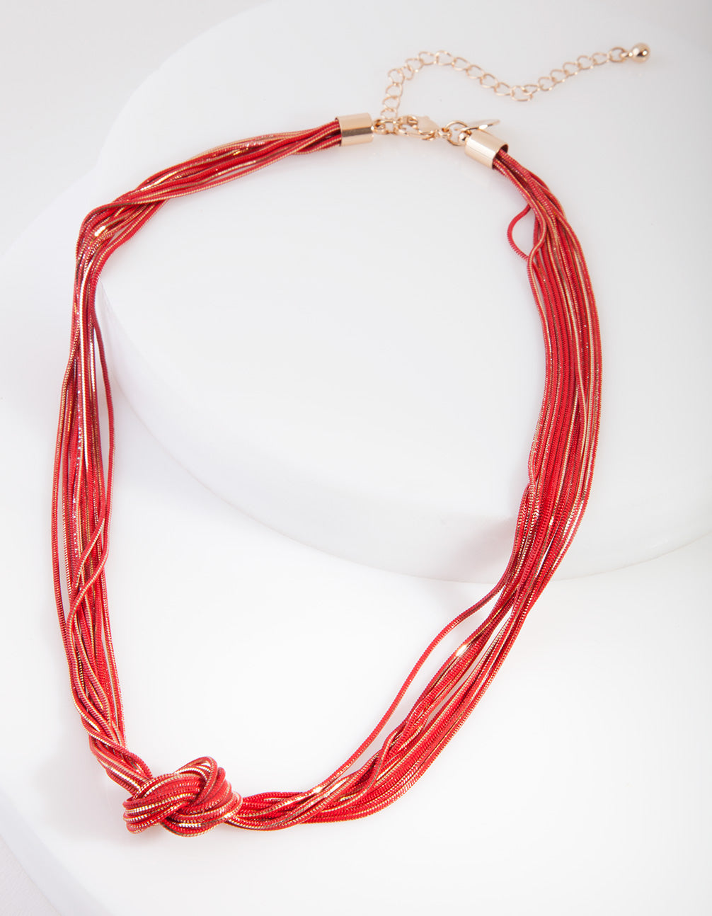 Gold Red Cutchain Knot Tie Necklace