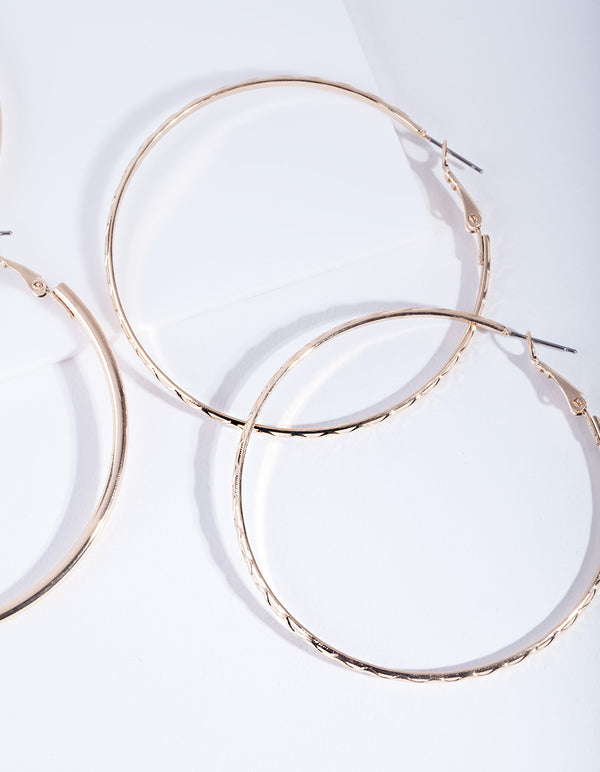 Gold 6 cm Hoop Earring Pack