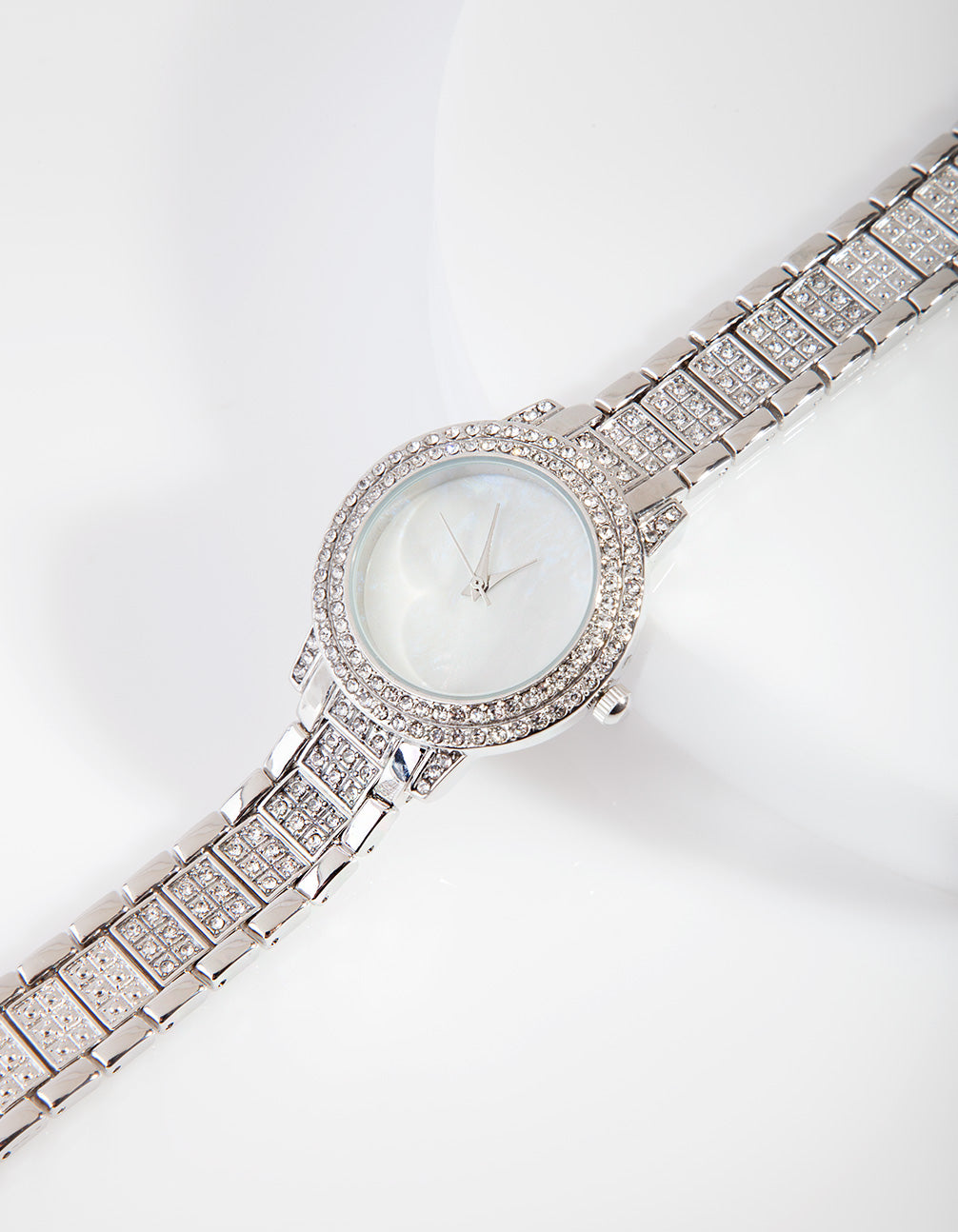Silver Faux Pearl Encrusted Watch