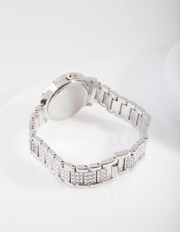 Silver Faux Pearl Encrusted Watch