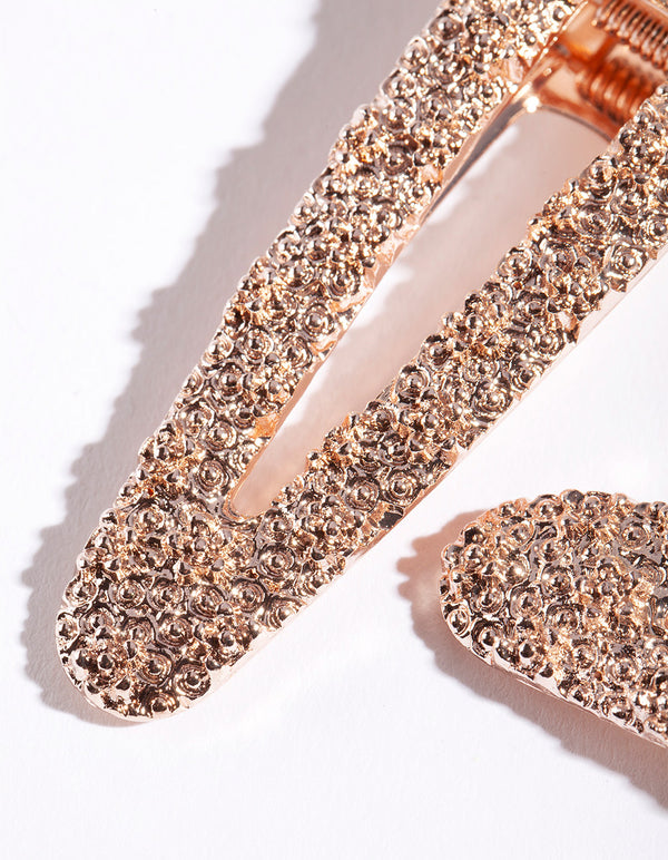 Rose Gold Textured Hair Clip Pack
