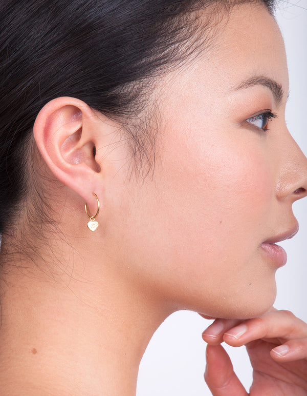 Gold Plated Sterling Silver Mini Heart Hoop Earring