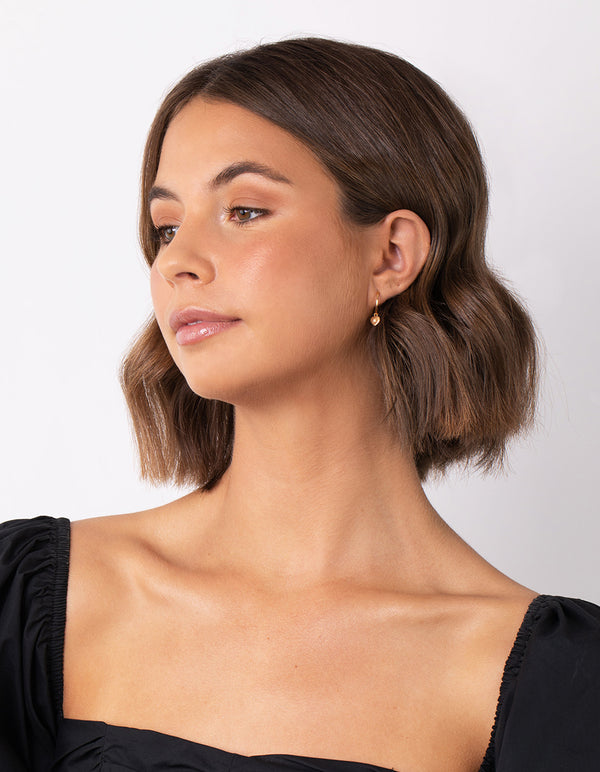 Gold Plated Sterling Silver Mini Heart Hoop Earring