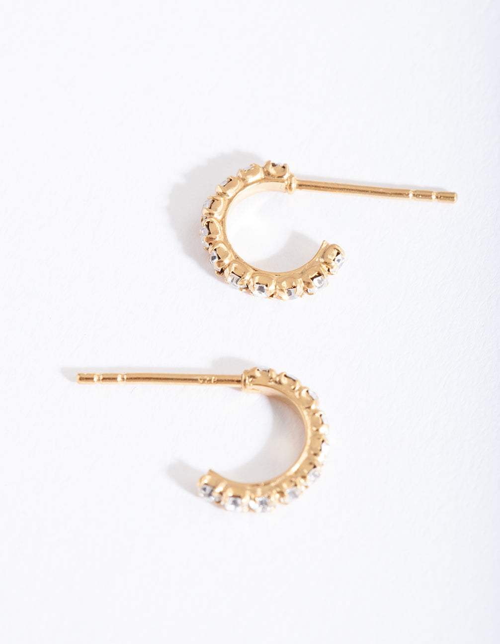 Gold Plated Sterling Silver Mini Cubic Zirconia Open Hoop Earrings