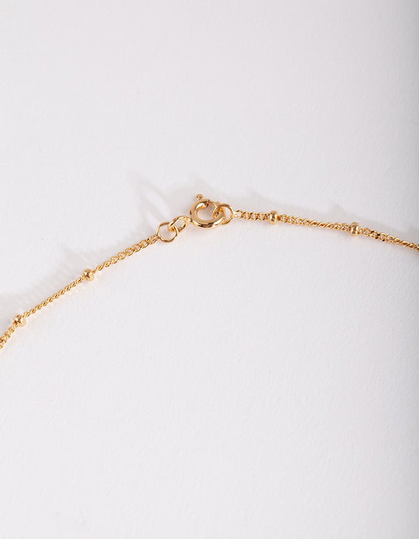 Gold Plated Sterling Silver Bead Chain Necklace
