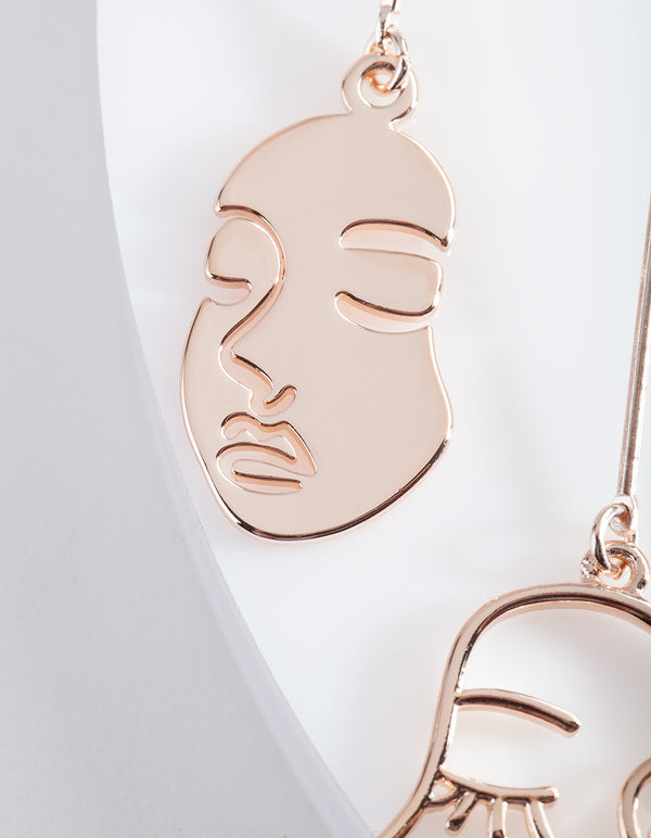 Rose Gold Mismatch Face Earrings