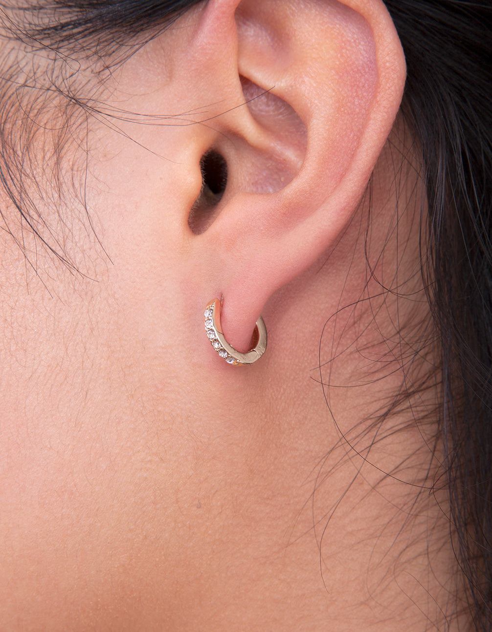 Gold Diamante Huggie Earrings