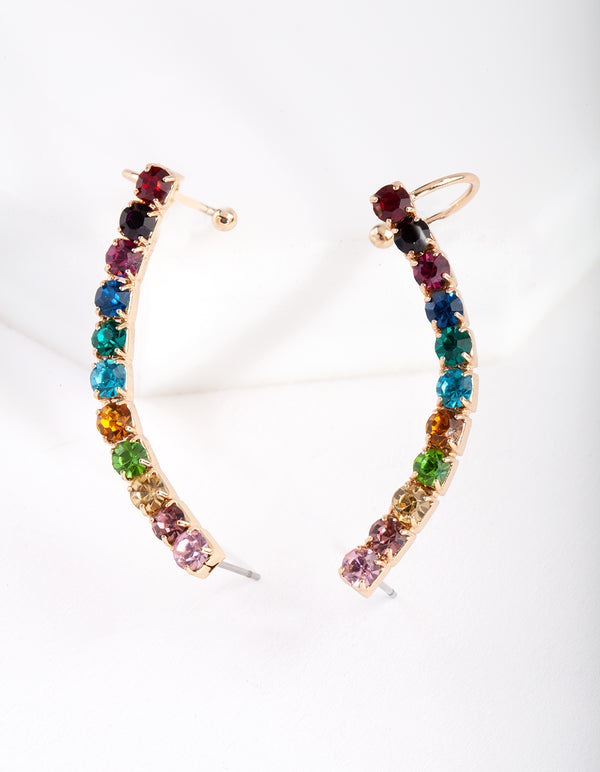 Rainbow Diamante Ear Cuff