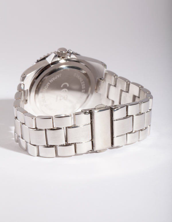 Silver Blue Face Bezel Watch