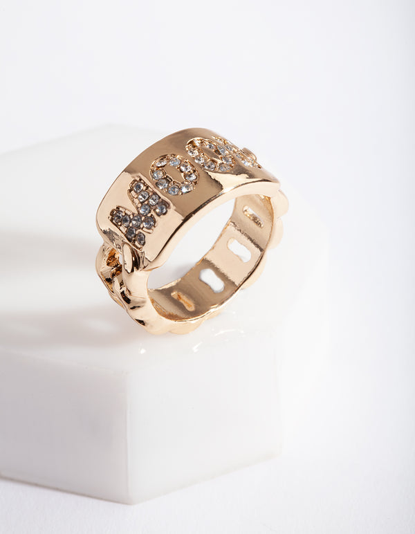 Gold "Mood" Diamante Ring