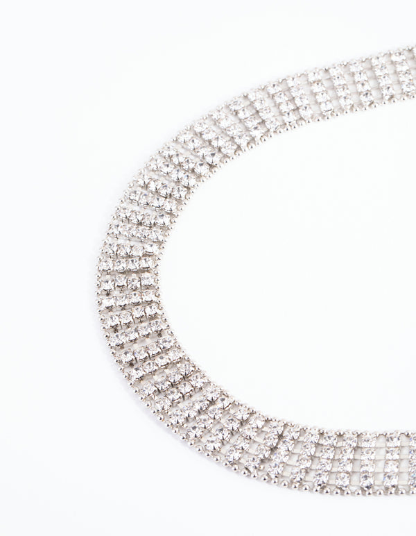 Silver Thin Diamante Belt