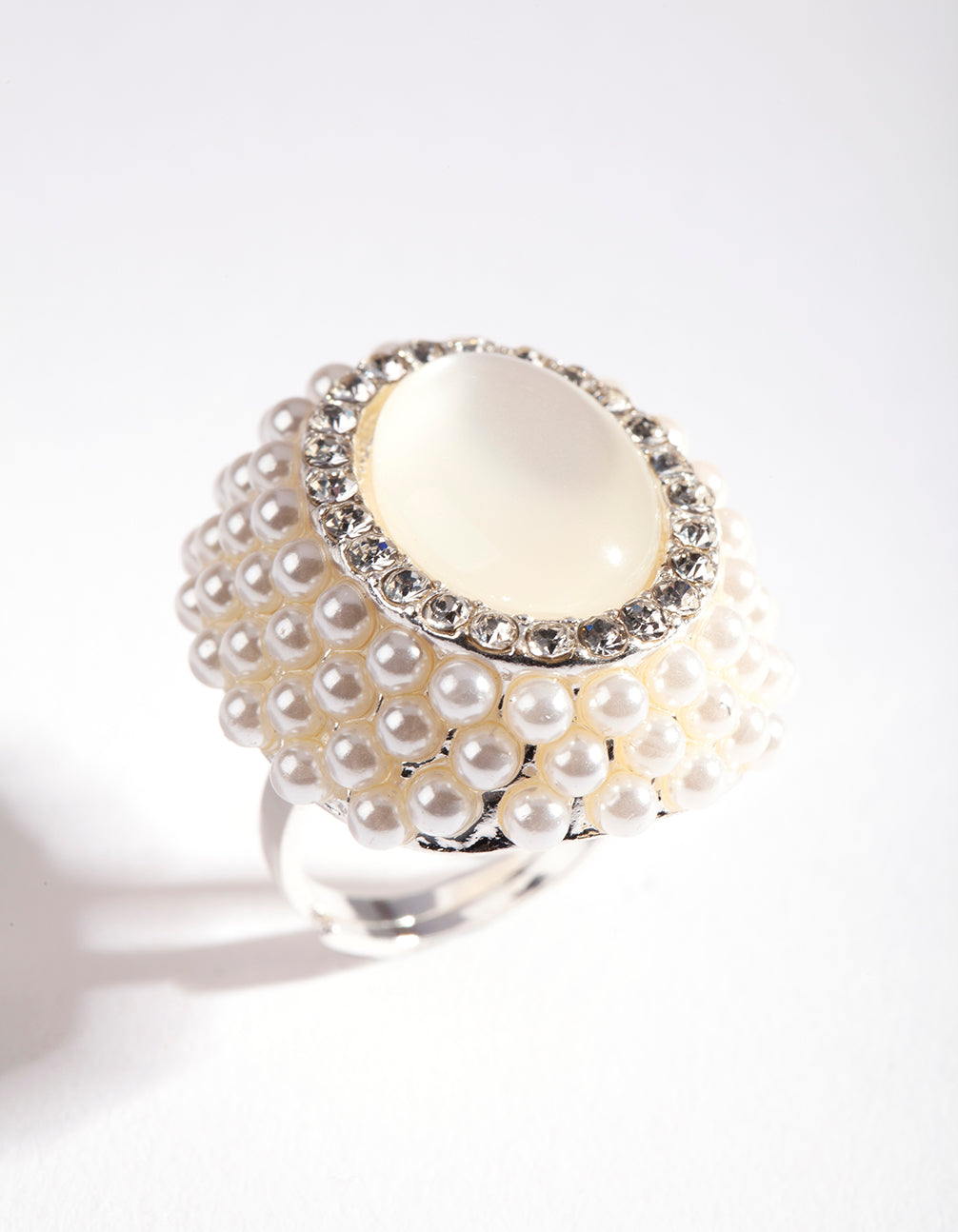 Silver Pearl Cateye Ring