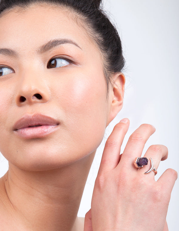 Rose Gold Semi-Precious Amethyst Ring