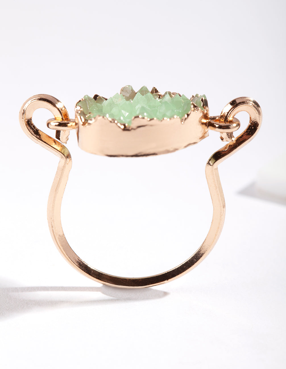 Gold Jade Druzy Ring