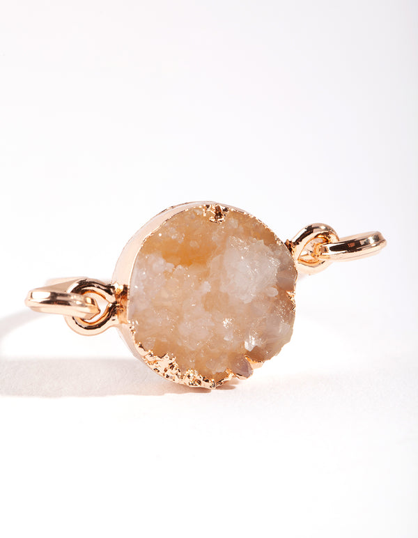 Rose Quartz Druzy Rose Gold Ring