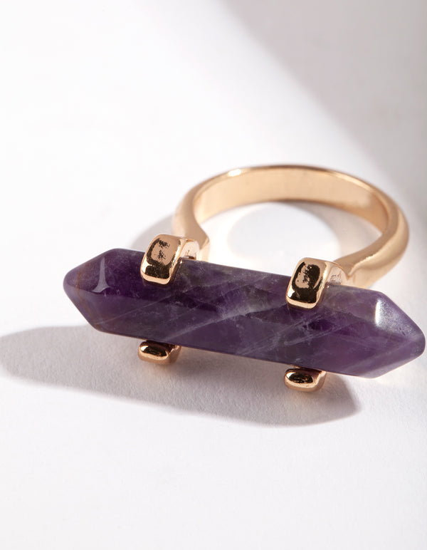 Gold Amethyst Shard Ring