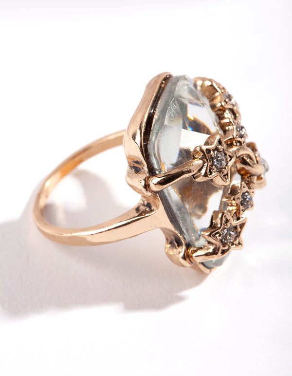 Gold Crystal Star Ring