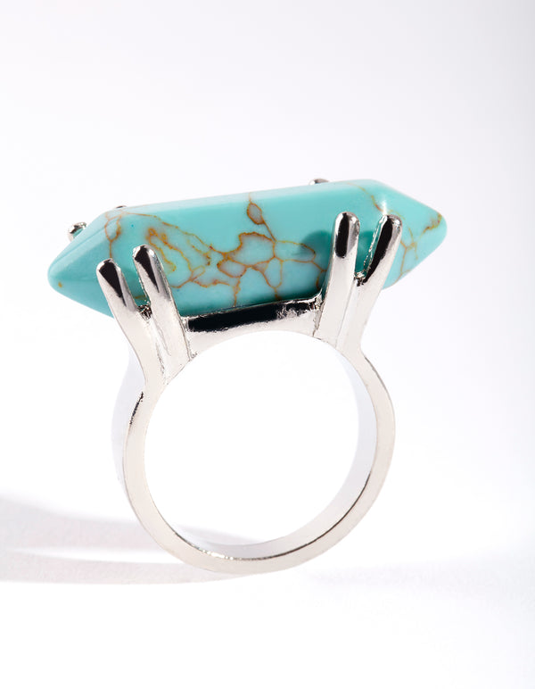 Silver Turquoise Shard Ring