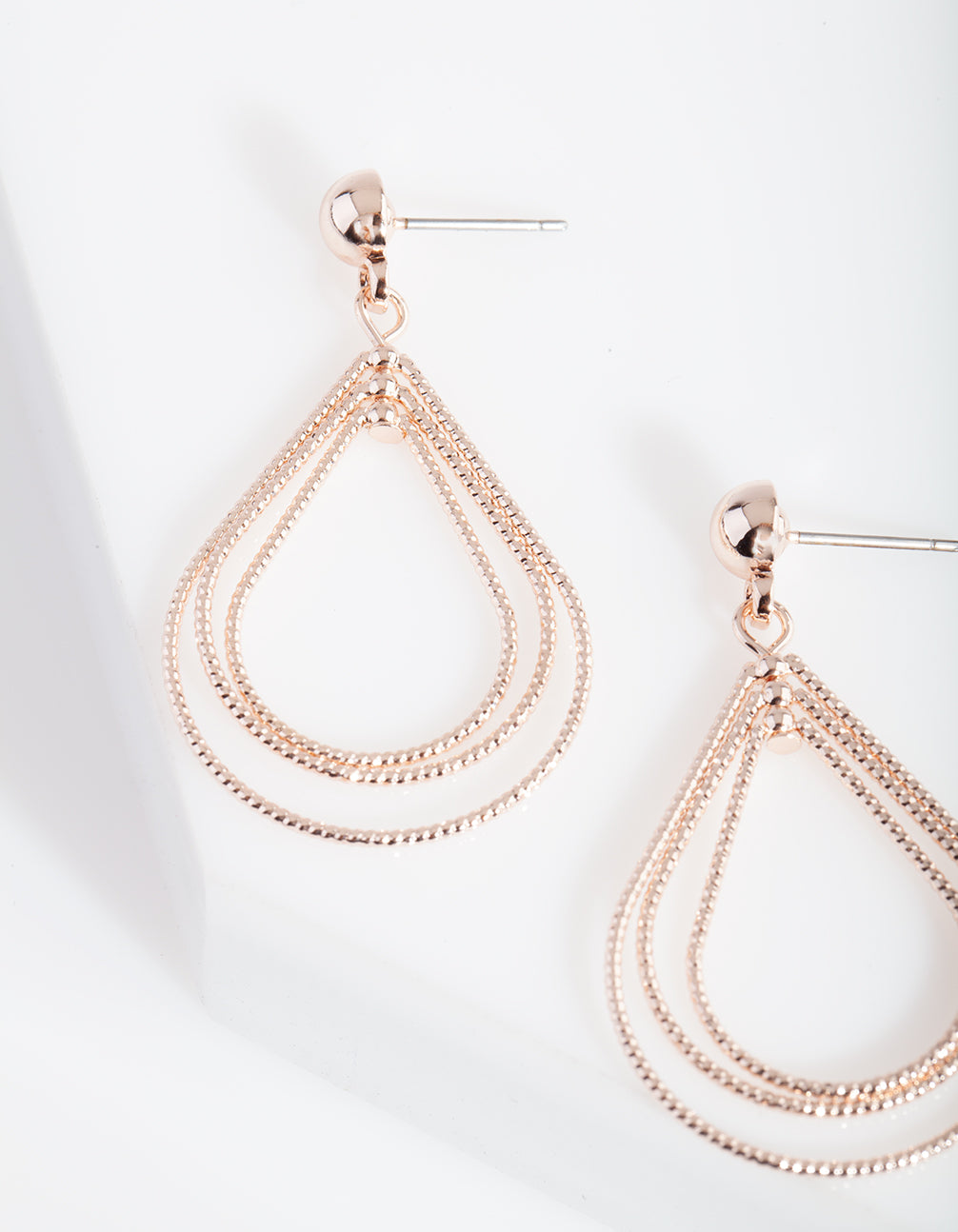 Rose Gold Textured Teardrop Earrings
