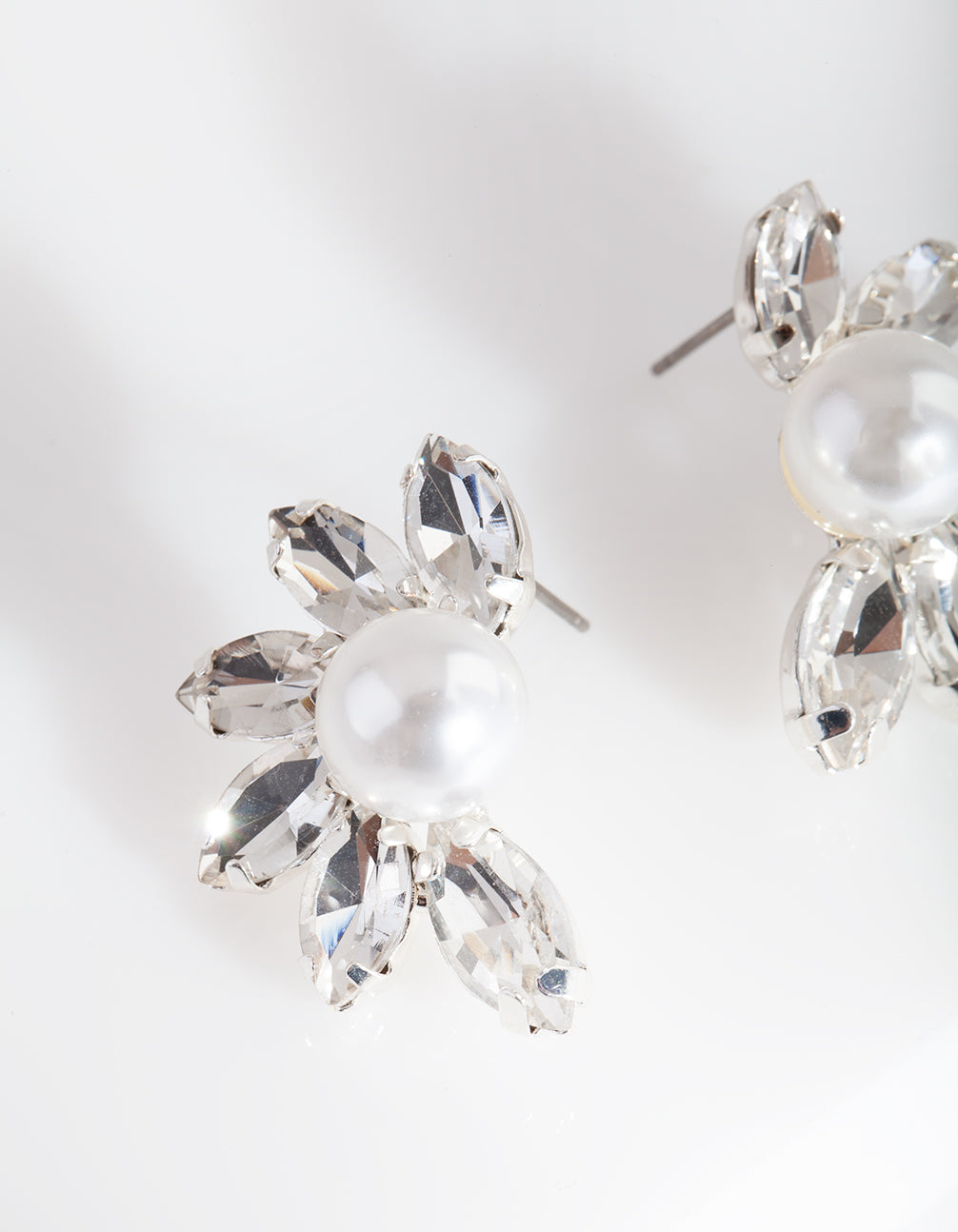 Silver Pearl Statement Stud Earrings