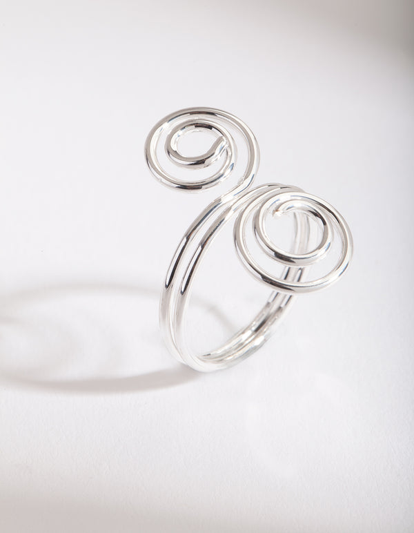 Silver Double End Swirl Ring