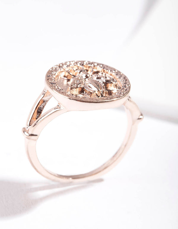 Rose Gold Bee Coin Ring