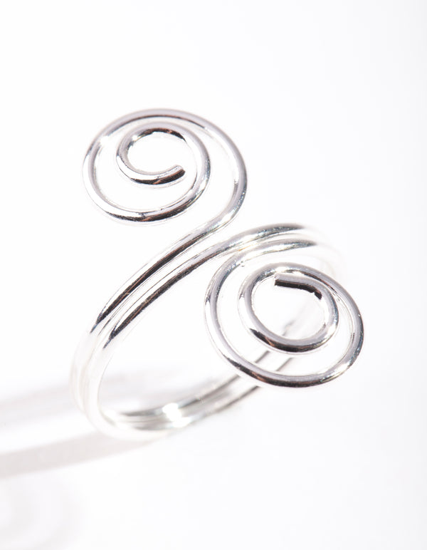 Silver Double End Swirl Ring