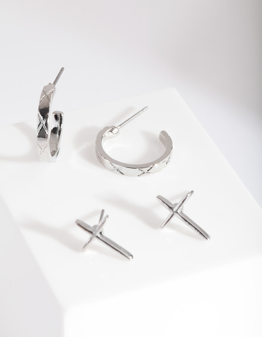 Silver Cross Earring Pack