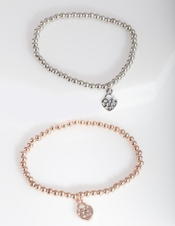 Mixed Metal Hearts Charm Bracelet Pack