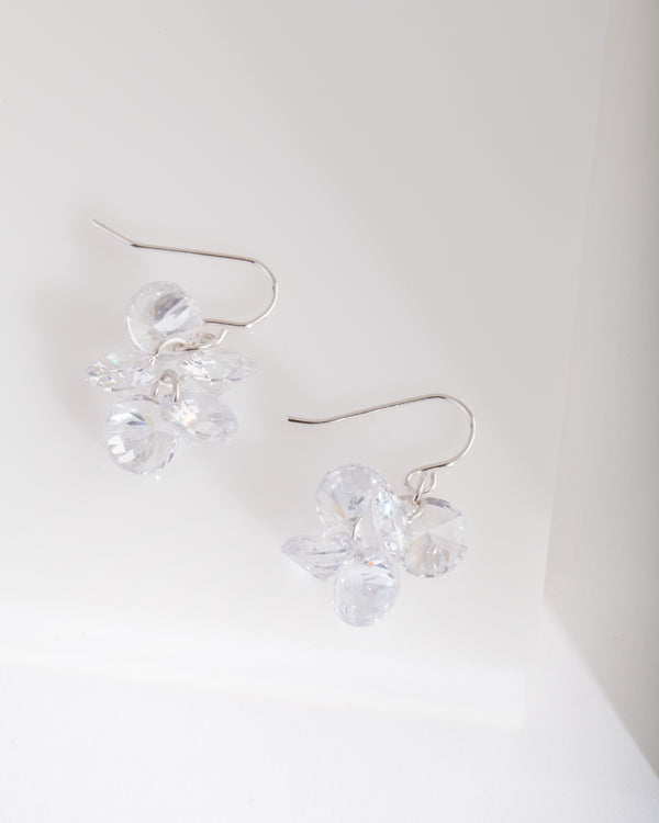 Silver Cubic Zirconia Cluster Earrings