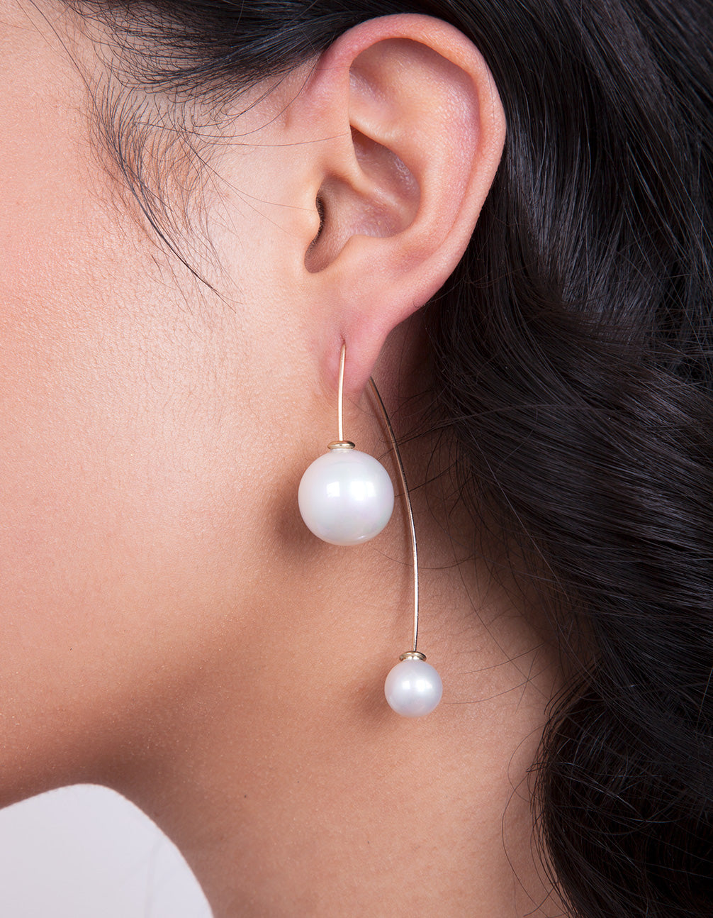 Gold Double Pearl Bead Earrings